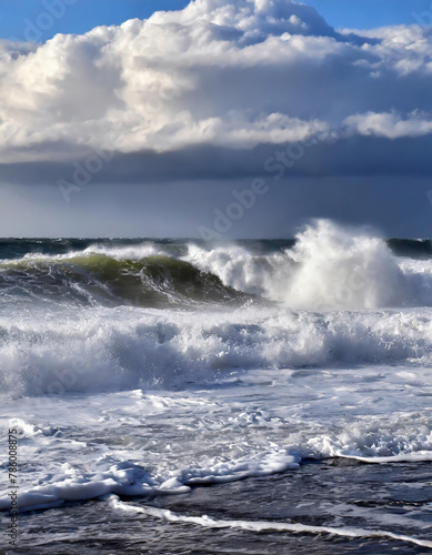 Stormy waves on the Atlantic ocean in Tenerife, Spain