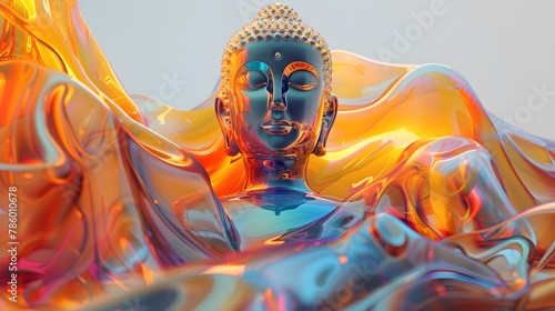 face of buddha, abstract colorful background photo