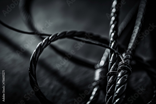 Closeup shot of a bullwhip photo