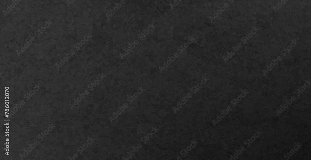 Grunge black background with craft paper texture. Realistic vector illustration bg of dark rough cardboard or stone with grain surface. Abstract decorative blackboard or marble wall material.