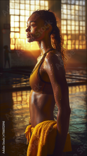 City glow on a strong woman.