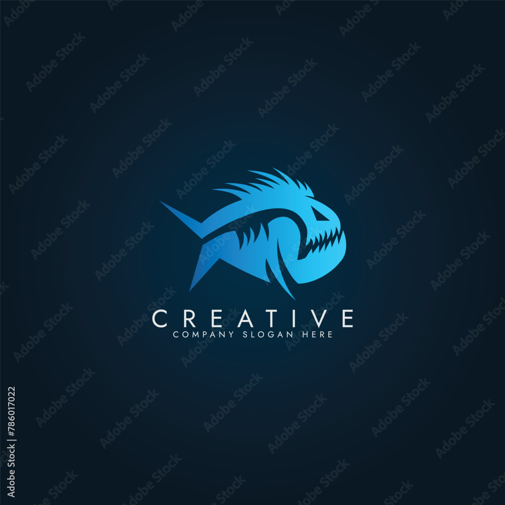 Modern fish predator piranha logo piranha fish wild animal logo vector illustration template design Modern fish predator piranha logo piranha fish wild animal logo vector illustration template design
