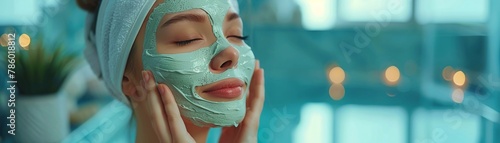 Asian woman at home, applying a nourishing facial mask, enjoying a moment of selfcare 8K , high-resolution, ultra HD,up32K HD