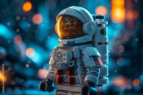 Creative LEGO build of an astronaut, complete with a visored helmet and space gear 8K , high-resolution, ultra HD,up32K HD photo