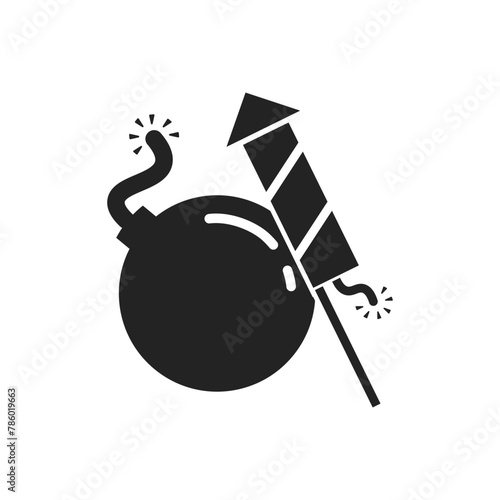 Isolated pictogram icon of explosive item, fireworks, bomb for industrial safety sign photo