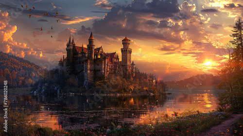 Fry Tale Castle At Sunset