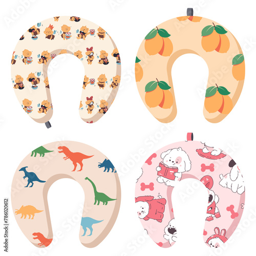 Baby nursing pillows vector cartoon set isolated on a white background.