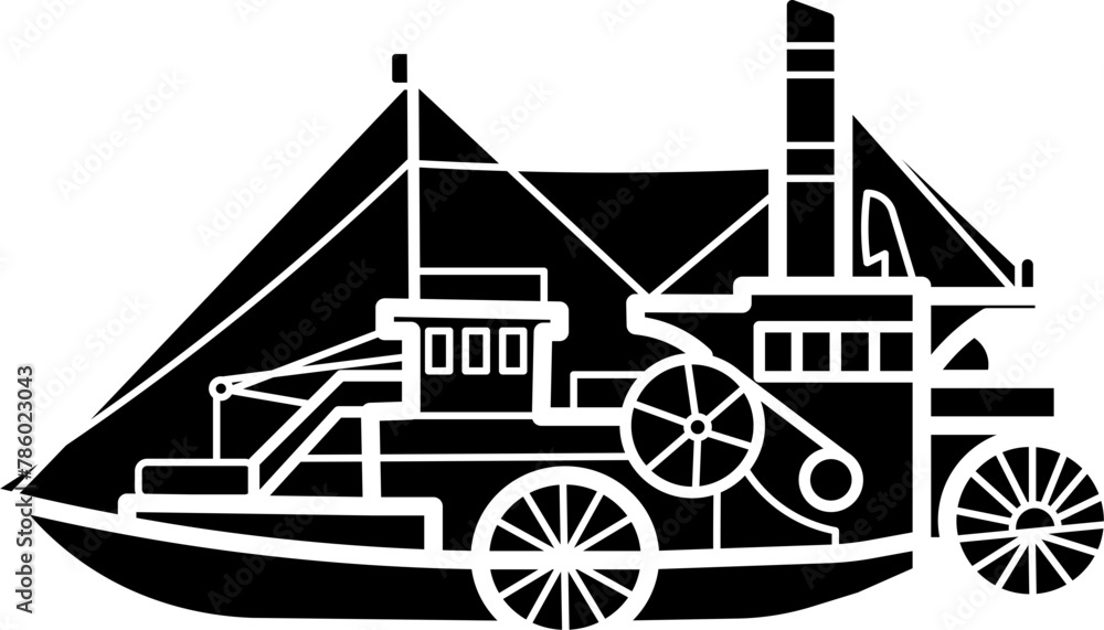 Steamboat Illustration - obrazy, fototapety, plakaty 
