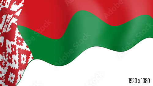 Belarus country flag realistic independence day background. Belarusian commonwealth banner in motion waving, fluttering in wind. Festive patriotic HD format template for independence day