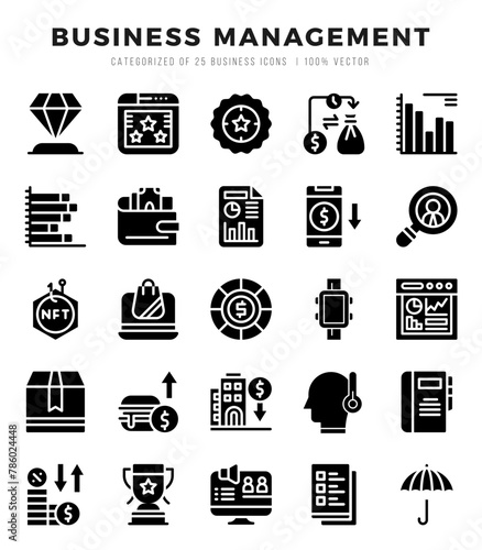 Business Management icons set. Vector illustration.