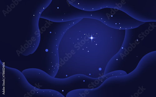 Vector space background . Cute flat style template with Stars in Outer space