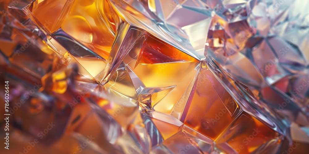 A visually arresting image of sharp, abstract glass shards, reflecting light in warm tones A visually arresting image of sharp, abstract glass shards, reflecting light in warm tones