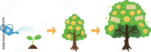 投資　お金が育つイメージイラスト