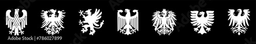 Coat of Arms of Germany black wild eagle vector silhouette illustration Bundesadler isolated. Heraldry bird spread wings national Deutschland symbol. Heraldic Brandenburg COA. Patriotic emblem banners photo