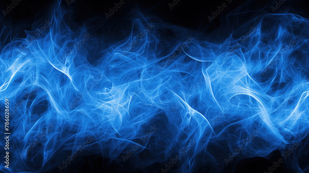 A dynamic digital art piece that captures the fluid motion of blue smoke.
