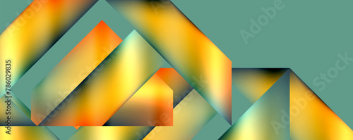 Vibrant colorfulness is displayed in a geometric pattern of yellow and orange triangles on a green background. The symmetry and closeup details enhance the artistry of the design