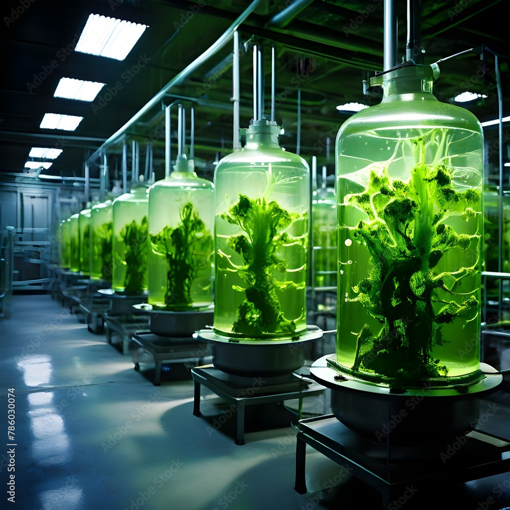 Algae farm in a high tech lab,  producing bio fuel as a sustainable energy source 