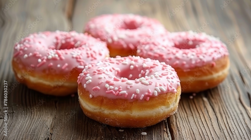 Delectable assortment of donuts on a crisp white background for exquisite food photography