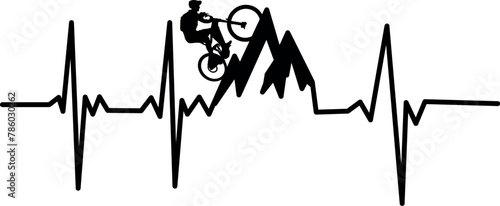 MTB Mountain Bike heartbeat SVG Cut File for Cricut and Silhouette, EPS Vector, PNG , JPEG , Zip Folder