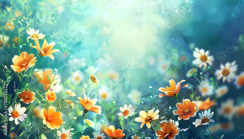 Beautiful floral summer background. Generative ai art design. © Stockpics