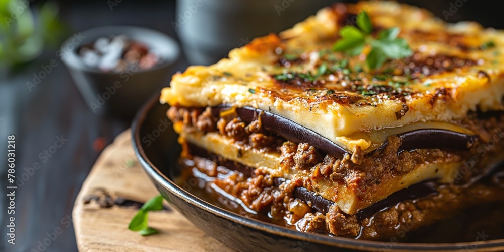 Mouth-watering lasagna layers filled with cheese, meat sauce, and topped with herbs Mouth-watering lasagna layers filled with cheese, meat sauce, and topped with herbs