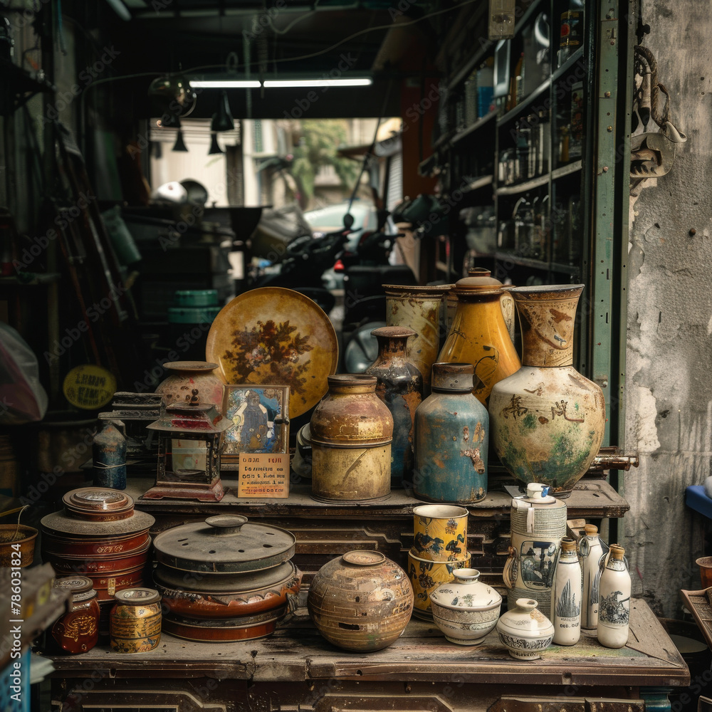 In the quaint shop, ancient pots line weathered shelves, each bearing the marks of time and history, whispering tales of bygone eras to curious visitors. In the quaint shop, ancient pots line weathered shelves, each bearing the marks of time and history, whispering tales of bygone eras to curious visitors.