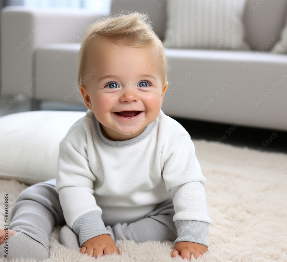 A young child is playing on a wooden floor A young child is playing on a wooden floor
