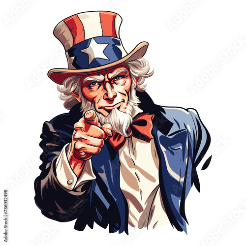 Uncle Sam happy 4th of July celebration parade, independance day, transparant PNG