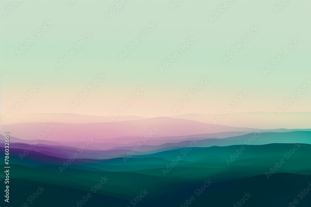 Surreal hills in soft focus with gradient pastel hues, tranquil landscape.