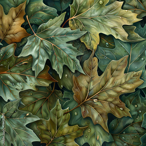 Vibrant Oak Leaves Displaying the Intricacies and Symphony of Nature's Art