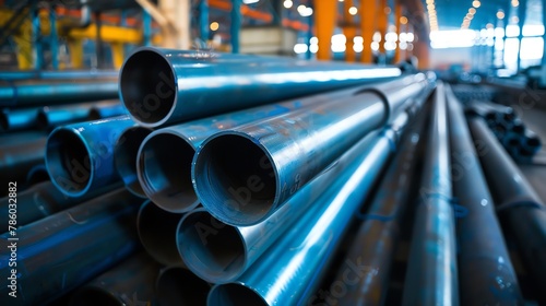Stack of stainless steel pipes