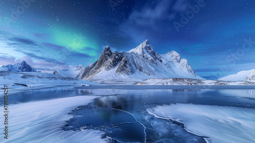 Polar Landscape with Aurora and Ice Reflections  © pisan thailand