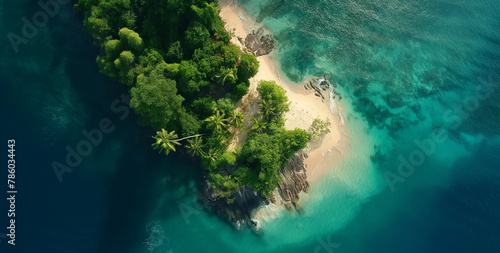 Secluded Tropical Beach Paradise Aerial Shot 