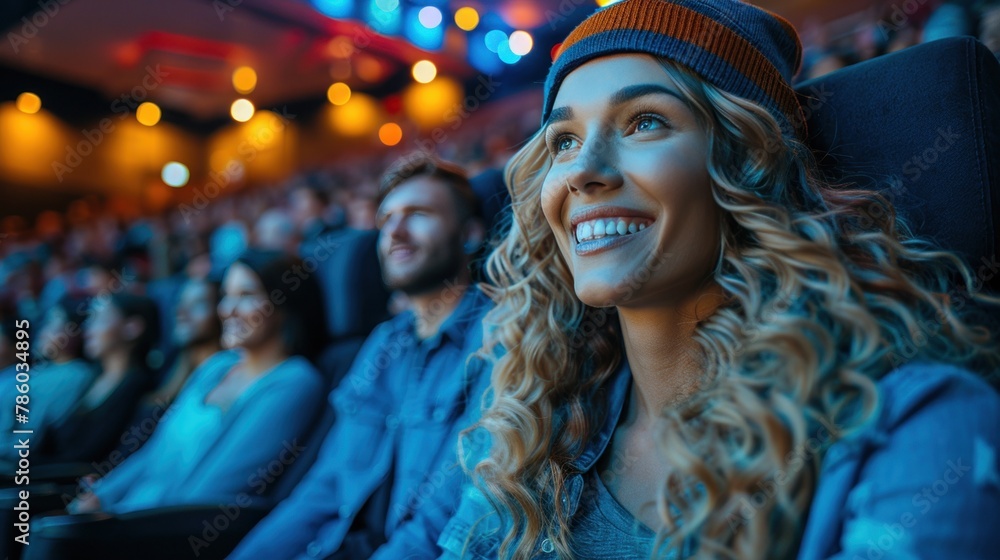 fun moment of friends at the mall, watching a movie on a cinema fun moment of friends at the mall, watching a movie on a cinema