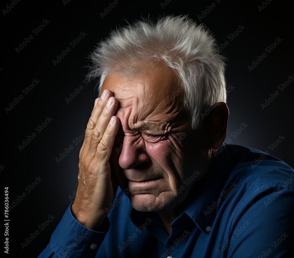A man is crying and holding his head A man is crying and holding his head