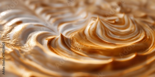 An enticing close-up of perfectly toasted meringue swirls with a shiny, caramelized surface photo