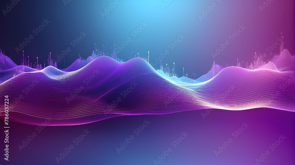 Stripe lines of abstract sound waves Isolated on a translucent background, a colorful gradient blue-purple equalization in concept music, sound, and technology