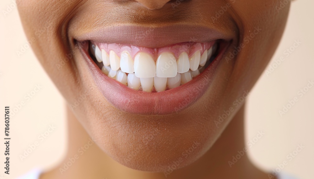 Obraz premium A woman with a big smile showing her teeth