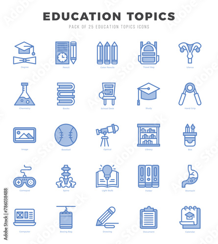 Set of Education Topics icons. Vector Illustration.