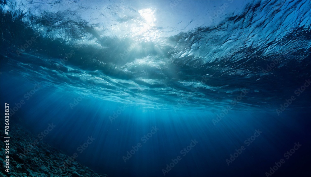 Dark blue ocean surface seen from underwater
 - obrazy, fototapety, plakaty 