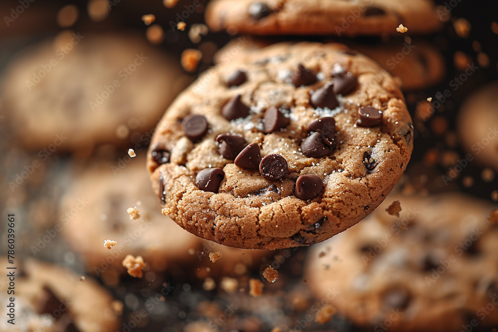 Floating Cookie Flying Chocolate chip cookies with pieces of Chocolate Chip Cookies Floating Cookie Flying Chocolate chip cookies with pieces of Chocolate Chip Cookies