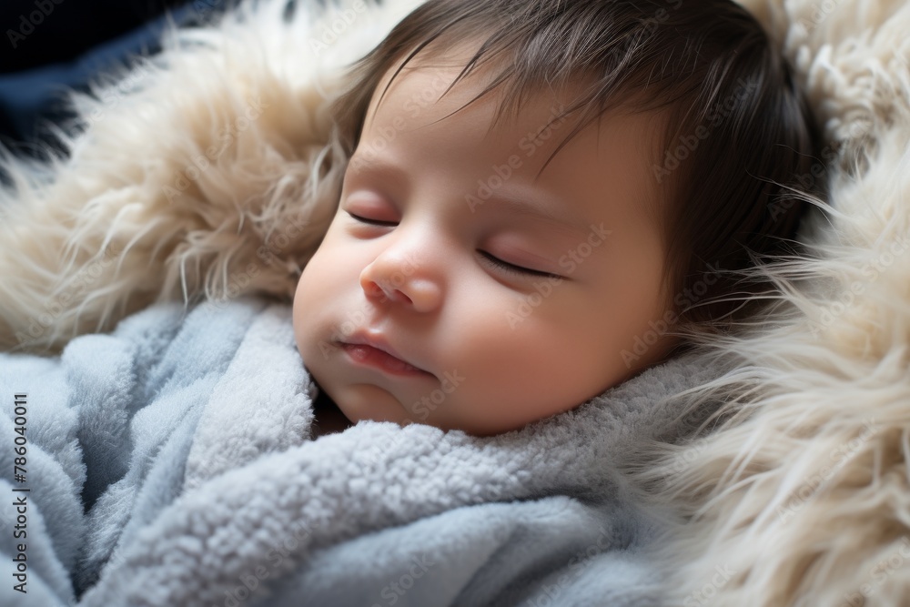 A young child is sleeping with a stuffed animal A young child is sleeping with a stuffed animal