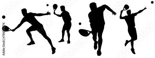 Tennis Player Silhouette Set, Silhouette of a man playing tennis, Sports Design Elements for Tennis Graphics