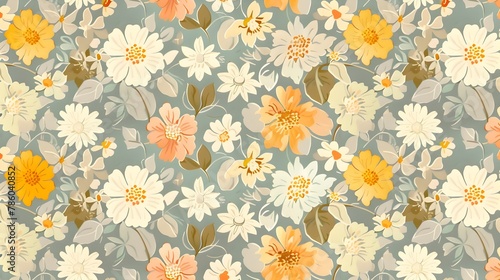 Vintage Floral Wallpaper Pattern in Muted Colors for Retro Branding and Home Decor Designs