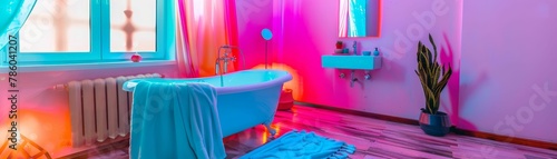 Bohemian bathroom, eclectic accessories, and colorful textiles, freespirited  photo