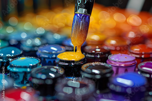 A close-up of a nail artist applying a fast-drying glossy topcoat, each stroke sealing in a vibrant