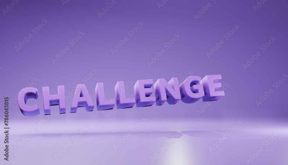 3D Illustration of challenge title in purple background 3D Illustration of challenge title in purple background