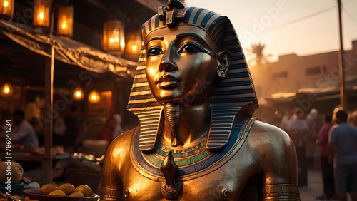 Ancient Egyptian Statue Art : historic egypt statue art at a traditional marketplace  © Upul