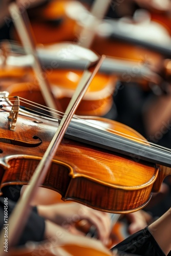 Professional symphonic orchestra performing live on stage at a classical music concert