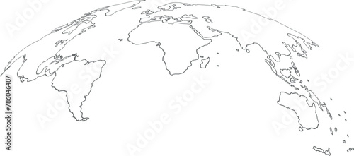 World map outline in high detailed resolution. Vector Illustration